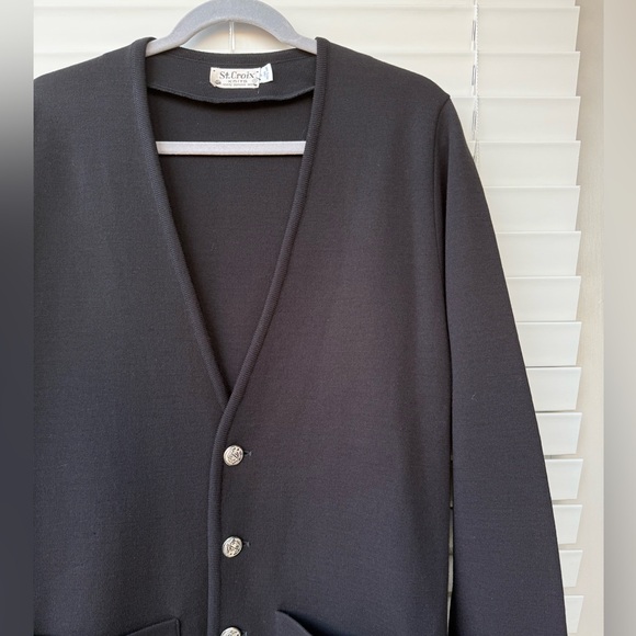 St. Croix 100% Zephyr Wool Knit Sweater Blazer Cardigan Silver Hardware Size S - Picture 4 of 8